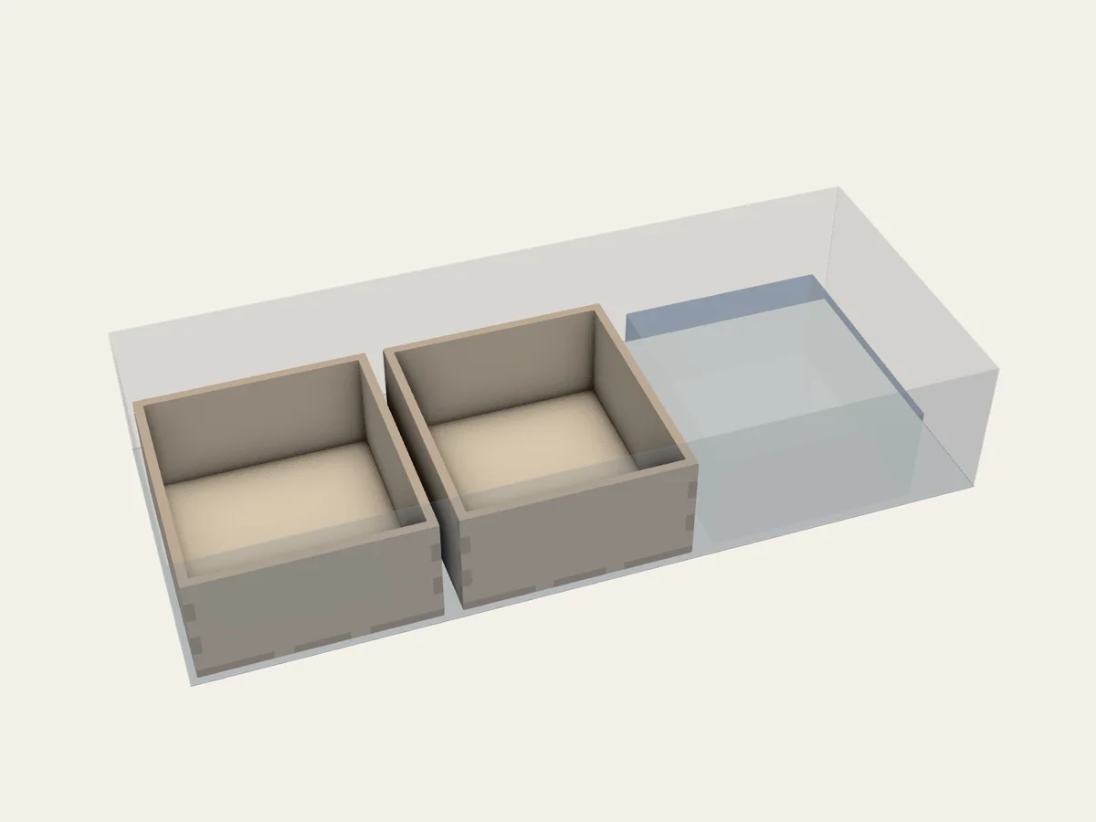 BGI example 08: assembled view of Two Local Compartments and an Existing Box