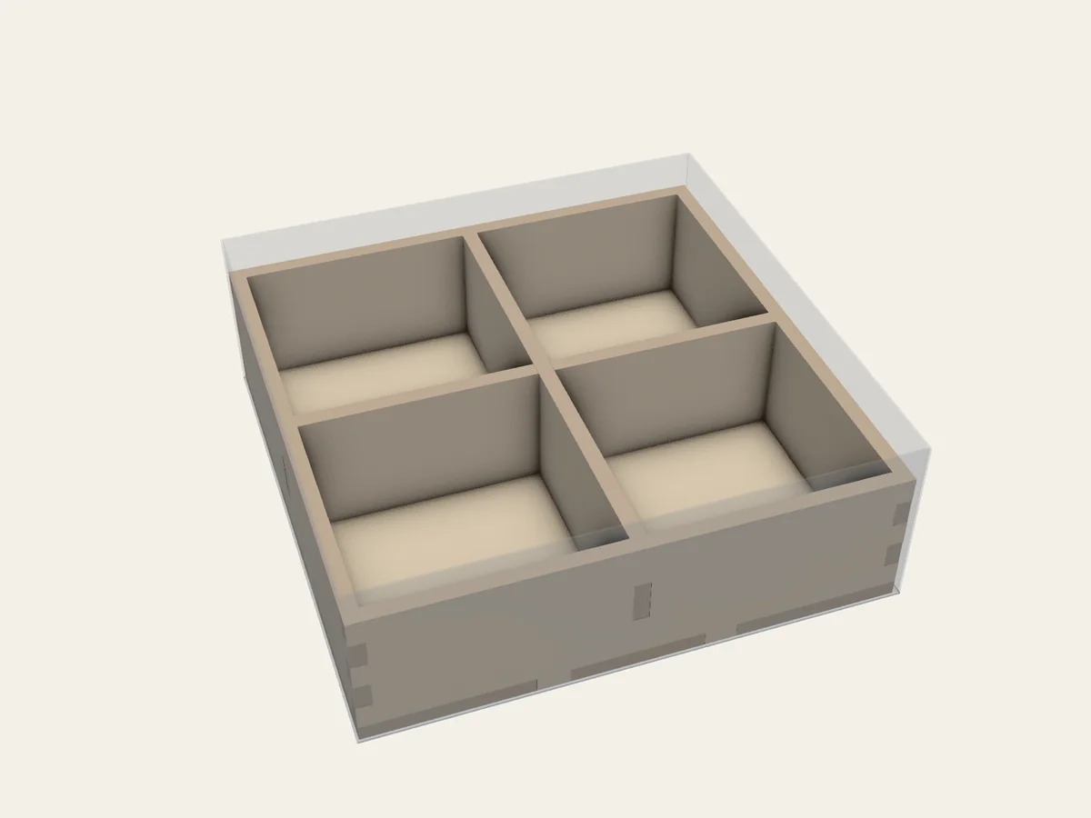 BGI example 13: assembled view of Four Components Needing a Cross