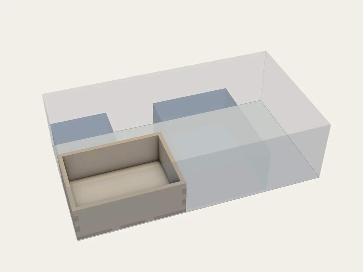 BGI example 15: assembled view of Marker Grid Beside Two Existing Containers