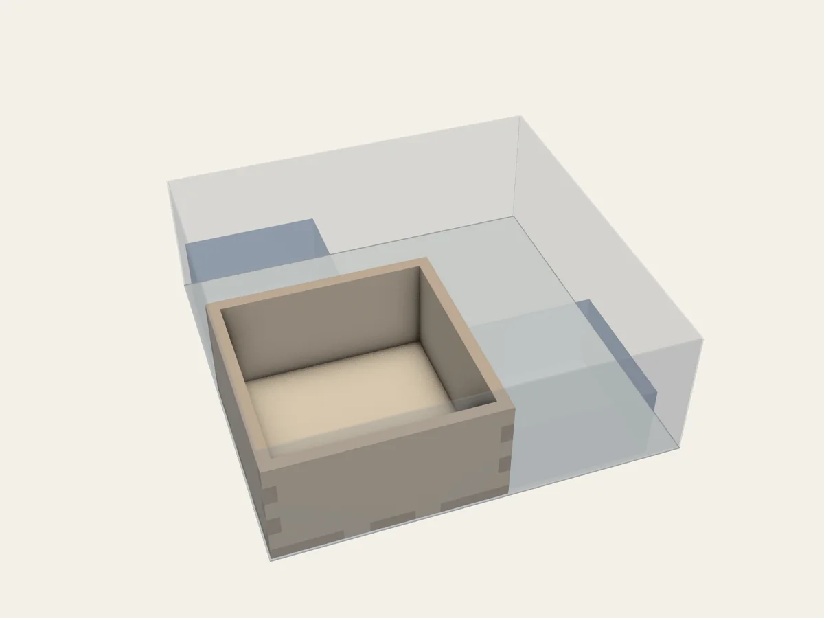 BGI example 29: assembled view of Corner Packing with Existing Containers