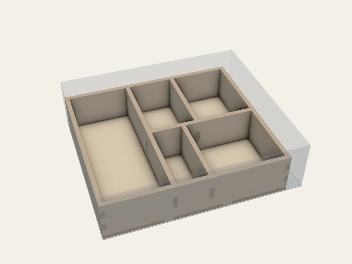 BGI example 43: assembled view of Fixed Frame with Automatic Compartments