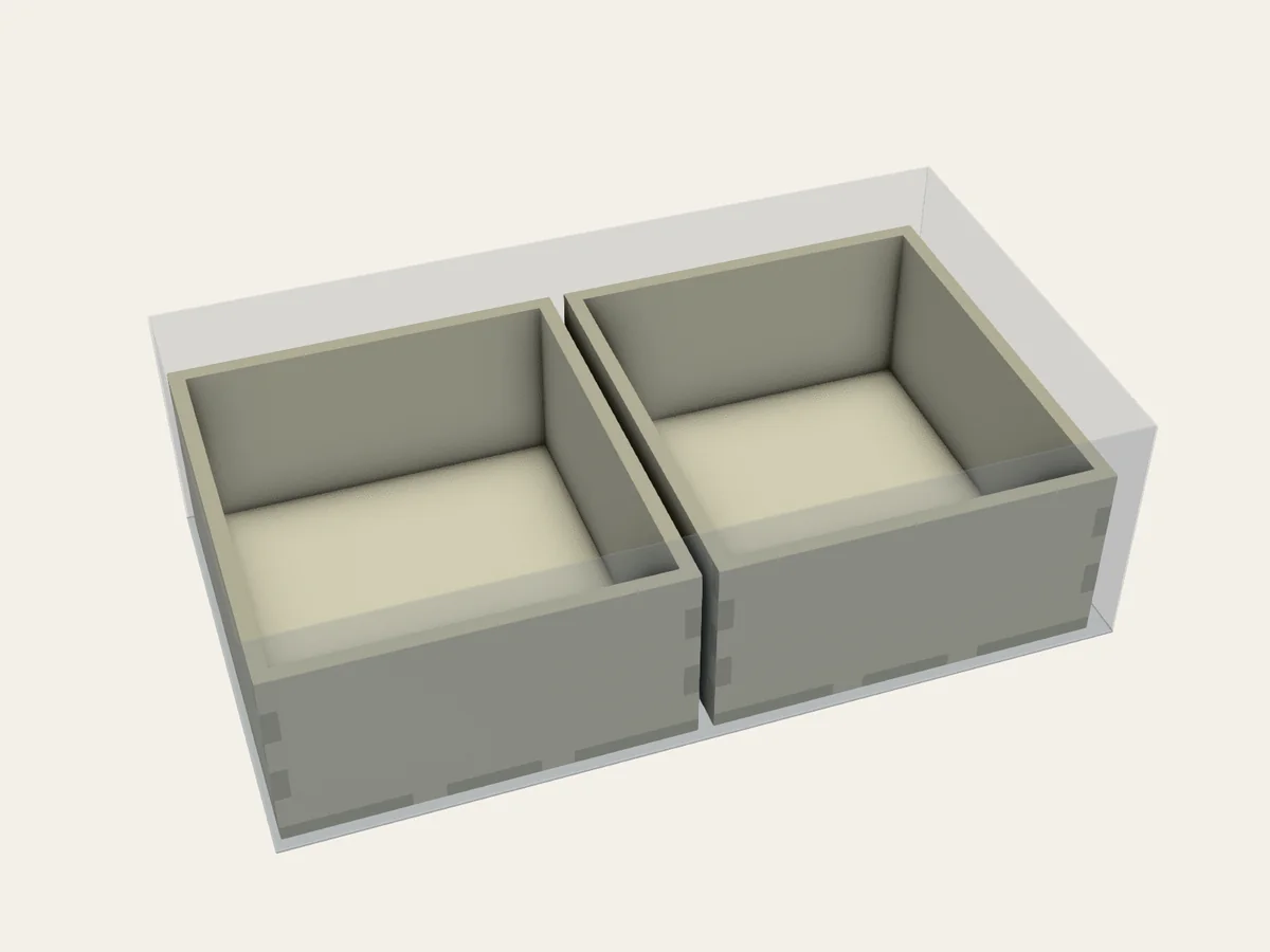 BGI example 66: assembled view of Side-by-Side Removable Trays