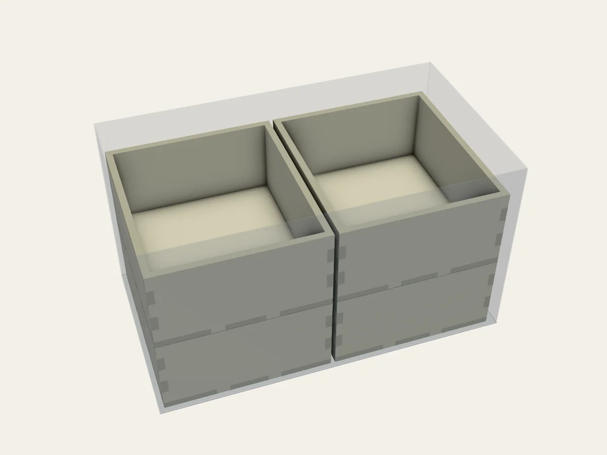 BGI example 71: assembled view of Four-Tray Paired Stacks