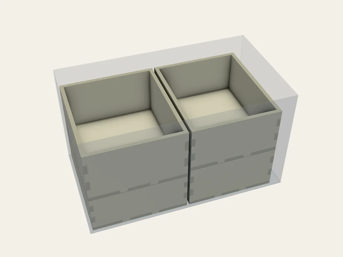 BGI example 73: assembled view of Staggered Tray Stacks